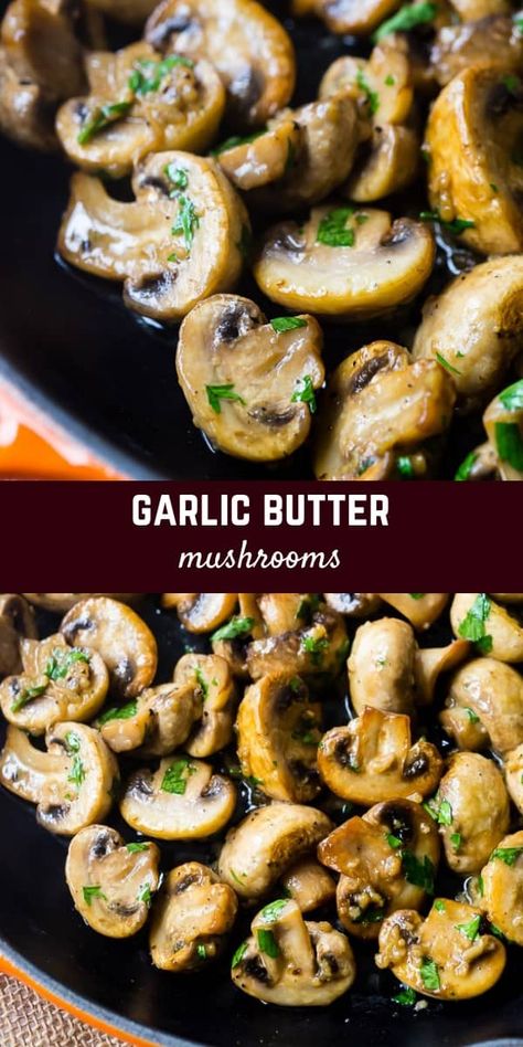 Mushroom Butter Sauce, Butter Mushrooms, Mushroom Side Dishes, Garlic Butter Mushrooms, Sautéed Mushrooms, Mushroom Dish, Garlic Butter Sauce, Sauteed Mushrooms, Butter Sauce