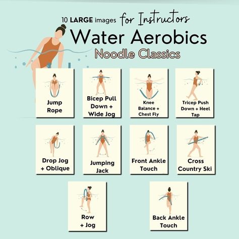 Pool Noodle Exercises, Water Aerobics Routine, Fall Prevention Exercises, Water Aerobics Workout, Exercise For Seniors, Pool Workouts, Swimming Pool Exercises, Pool Exercises, Aqua Yoga