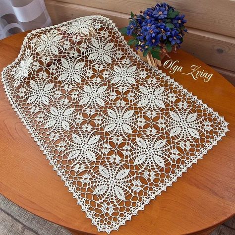 Knitting Squares, Crochet Dollies, Crochet Table Runner Pattern, Yarn Hats, Crochet Cable, Crochet Lace Edging, Crochet Design Pattern, Cross Stitch Patterns Flowers, Tatting Patterns