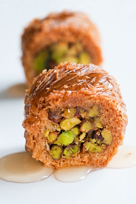 A friend bought me a variety of baklava from Lebanon.  They have a lovely buttery taste and are filled with different types of nuts.  These are the pistachio filled baklava.  We received them on Saturday, a whole tin with about 40 pieces, and now I think we have only three left!  delicious! Lebanese Baklava, Greek Baklava, Lebanese Desserts, حلويات عربية, Arabic Dessert, Middle Eastern Desserts, Baklava Recipe, Eastern Cuisine, Lebanese Recipes