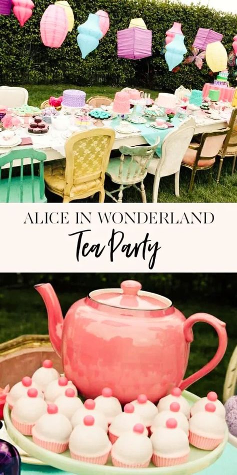 One Derland First Birthday Girl, Alice In One Derland First Birthday Girl, Tea Party Alice In Wonderland, Baby Shower Ideas For Girls Themes, Diy Dessert, Jenny Cookies, Onederland Party, Alice In Wonderland Tea Party Birthday, Onederland Birthday Party