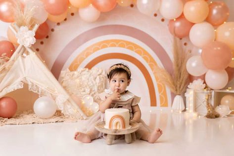 Home - Shannon Lee Photography Pastel Cake Smash, Balloon Decoration At Home, Pastel Cake, Baby Birthday Photoshoot, Rainbow First Birthday, 1st Birthday Girl Decorations, Boho Birthday Party, 1st Birthday Party For Girls