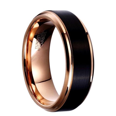 8mm/6mm/4mm Black & Rose Gold Tungsten Women's Ring Diamond Carat Size, Gold Tungsten Wedding Bands, Rose Gold Tungsten, Tungsten Carbide Wedding Bands, Tungsten Wedding Rings, Black Tungsten, Tungsten Carbide Rings, Men's Wedding Ring, Tungsten Wedding Bands