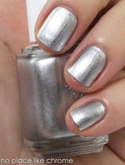 Essie No Place Like Chrome Polished Nails, Chrome Mirror, Essie Nail Polish, Essie Nail, Foil Nails, Fancy Nails, Nail Polishes, Chrome Nails, Winter Nails