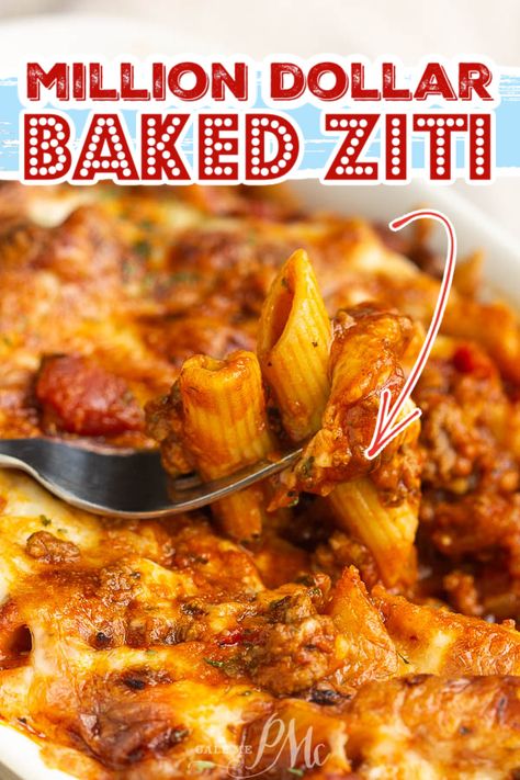 Million Dollar Baked Ziti By 12 Tomatoes, Italian Dish For A Crowd, Birthday Party Foods For A Crowd, Easy Italian Food For A Crowd, Italian Meals For A Crowd Parties, Easy Italian Meals For Dinner, Millionaire Pasta Bake, Baked Mostaccioli For A Crowd, Italian Recipes To Feed A Crowd