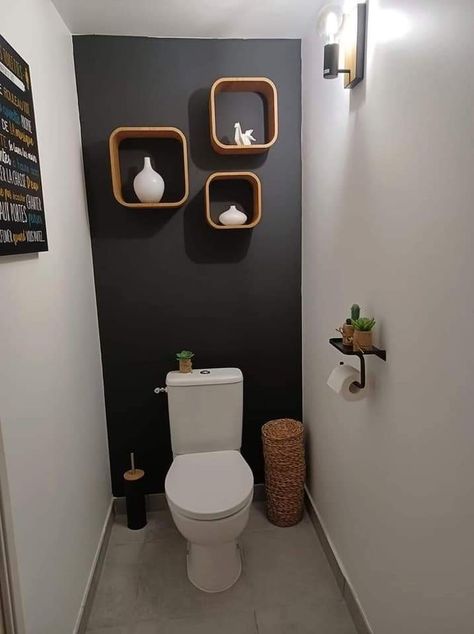 Small Toilet Design, Small Downstairs Toilet, Half Bathroom Decor, Luxury Bathroom Design, Modern Luxury Bathroom, Toilet Room Decor, Small Toilet Room, Quotes Home Decor, Decor Kitchen Ideas