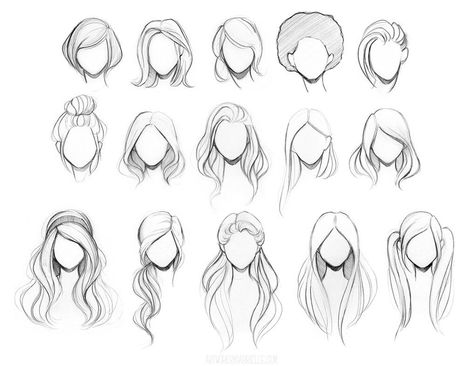 Girl Hair Drawing, ليلو وستيتش, Drawing Hair Tutorial, Fashion Drawing Sketches, Fashion Drawing Tutorial, Siluete Umane, Hair Sketch, Hair Drawing, Buku Skrap