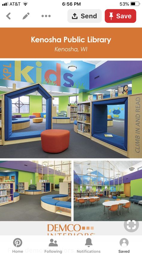 Kids Library Ideas, Library For Kids, Public Library Design, Library Seating, School Library Design, Children's Library, Kids Cafe, Kindergarten Design, Childrens Library