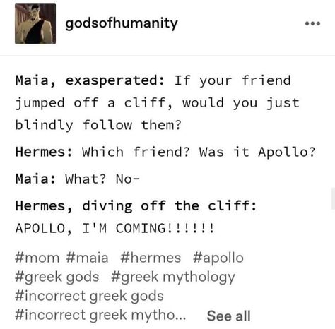 Apollo And Hermes Memes, Hermes X Apollo, Apollo X Hermes, Apollo And Hermes, Pjo Gods, Hermes And Apollo, Greek Memes, Mythology Books, Greek Mythology Humor