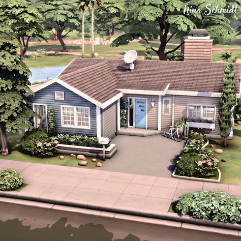 Speed Build & Download on YouTube Starter Sims House, Sims 4 Three Bedroom House, Sims 4 One Floor House, Starter Homes Sims 4, Newcrest House Sims 4, 70s Neighborhood, The Sims 4 Starter Home, Sims 4 One Story House, Sims 4 Starter House