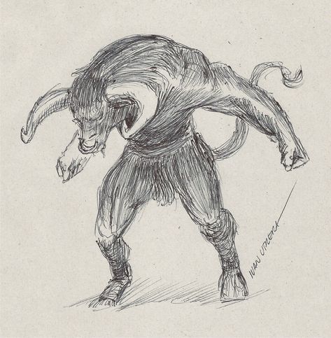 minotauro Minotaur Art Drawing, Minotaur Drawing, Minotaur Art, Fantasy Journal, Drawing Websites, Happy Drawing, The Act, Alien Logo, Figure Drawing