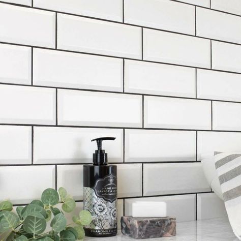 Metro White, Interiors Kitchen, Black Grout, Coloured Grout, Marble Ceramic, White Wall Tiles, Victorian Tiles, Metro Tiles, Antique Tiles