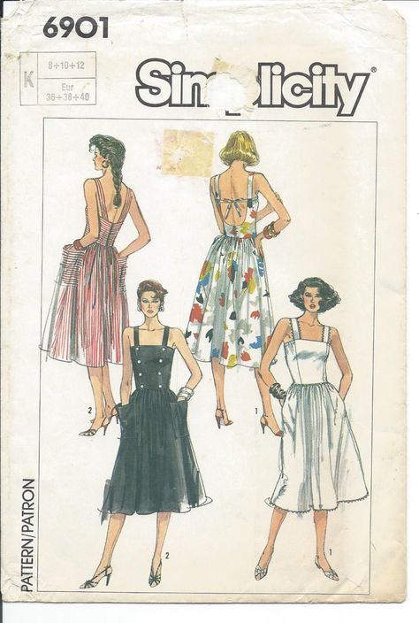 Simplicity 6901 Misses Sundress Vintage 1990 Sewing Pattern Uncut Out Of Print Sizes 8, 10, 12 Adjustable for Miss Petite by SodaCityFinds on Etsy 80s Summer, Sundress Pattern, Fashion 1980s, Wrap Dress Pattern, 70s Outfits, Summer Sundress, Vintage Dress Patterns, Vogue Sewing, 60 Fashion