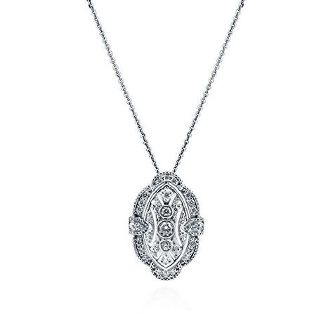 BERRICLE Rhodium Plated Sterling Silver Cubic Zirconia CZ Art Deco Pendant Necklace 18 >>> Want to know more, click on the image. (This is an affiliate link) #FashionNecklaces Art Deco Pendant Necklace, Wedding Pendant, Art Deco Pendant, Necklace For Girlfriend, Cz Necklace, Silver Art, Art Deco Diamond, Exquisite Jewelry, Accessories Jewelry