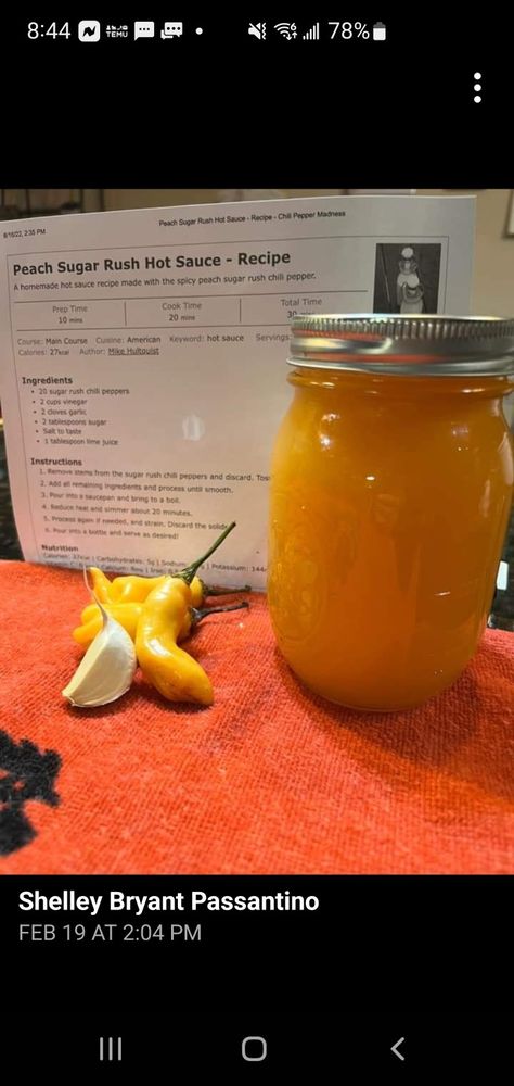 Sugar Rush Peach Pepper Hot Sauce, Sugar Rush Peach Hot Sauce, Sugar Rush Peach Pepper Recipes, Food Preserving, Homemade Hot Sauce, Produce Recipes, Pepper Recipes, Canning Fruit, Hot Sauce Recipes