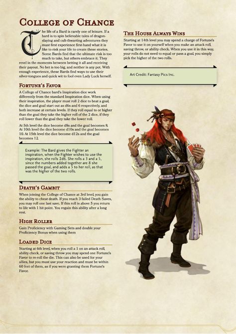 College of Chance - Gambling Themed Bard Subclass - Imgur Dragons Aesthetic, 5e Races, Dnd Bard, Dungeons And Dragons Races, D D Races, Pc Ideas, D D Classes, Bard College, Dnd Races