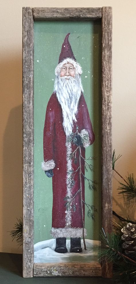 Santa Painting On Wood, Santa Eyes Painting, Primitive Santa Painting, Santa Paintings On Canvas, Christmas Doorhangers, Santa Portraits, Driftwood Santas, Impressionism Flowers, Painted Santas