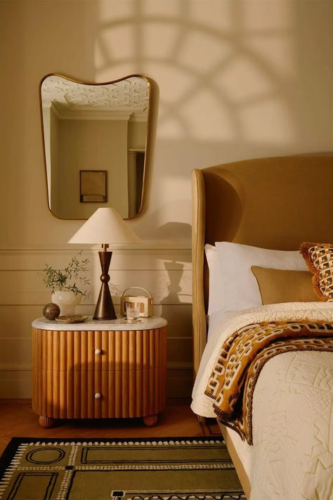 Best bedside tables | SheerLuxe Luxury Bedside Table, Soho Home, Room Upgrade, House Bedrooms, Curved Walls, Rug Size Guide, Bathroom Vanities For Sale, Soho House, Bedside Tables