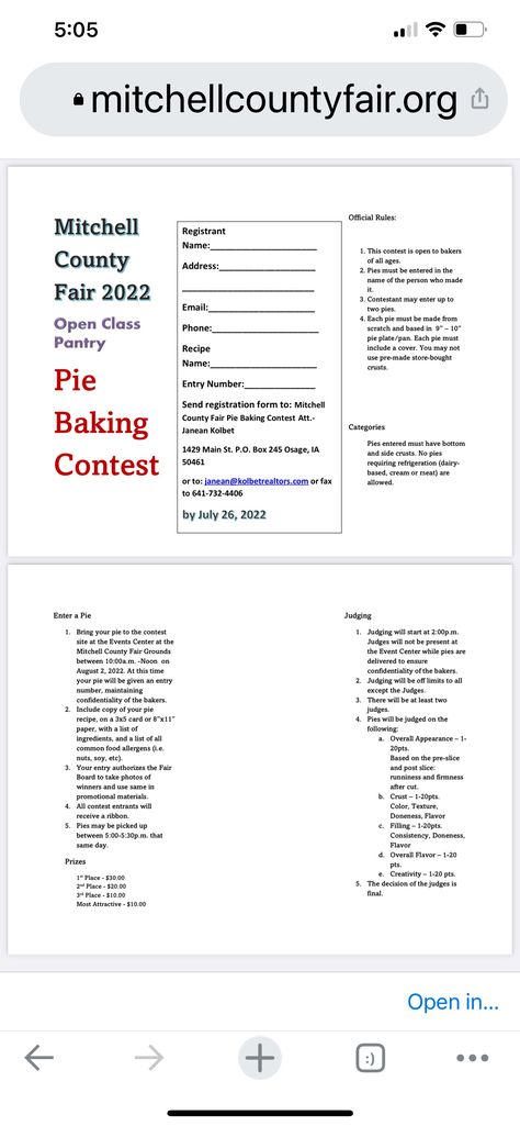 Pie Contest Judging Sheet, Pie Baking Contest, Pie Contest, Baking Contest, Pie Baking, Contest Rules, Fall Fest, No Bake Pies, Harvest Festival