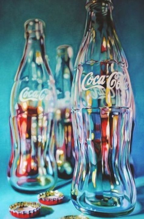 Still Life Paintings39 Kate Brinkworth, Coca Cola Bottles, Arte Sketchbook, Foto Art, Hyperrealism, Wow Art, A Level Art, Photorealism, Still Life Art