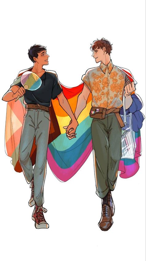 Best Boys, Lgbt Art, Queer Art, Happy Pride, Digital Comic, Gay Art, Pride Month, Art Challenge, Drawing Base