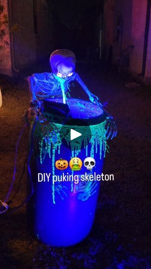 4.3K reactions · 932 shares | DIY puking skeleton - Halloween decoration
In preparation for Halloween this year, I crafted a chilling decoration that is effortless to create, a puking skeleton! It requires only basic materials, such as an old barrel, skeleton, a water, fountain pump, suitable tubing holes, glow-in-the-dark paint, yellow highlighter, mark, and black LED lights. Voila! Instant spooky magic! ✨☠️

#halloween #halloween🎃 #halloweendecor #diy #diyhalloween #skeleton #fyp #foryou #fypage #viralvideos #viral #reels #usa #asia #india #canada #salem #homedepot | Ron Khawatmi | Royalty Free Music Background · Retrowave Speed Halloween Fountain Ideas, Puking Skeleton Decoration Diy, Skeleton Puking In Barrel, Diy Toxic Waste Barrel Skeleton, Puking Skeleton, Black Led Lights, Skeleton Halloween Decorations, Barrels Diy, Animated Halloween Props