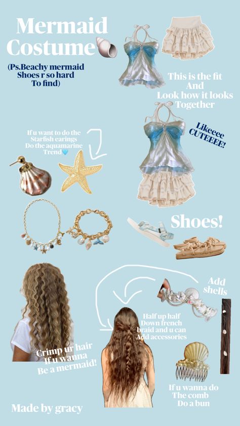 Mermaid costume Kids Secret Santa, Aesthetic Mermaid, Mermaid Shoes, Last Minute Halloween Costumes, Girly Room, Group Costumes, Group Halloween Costumes, Mermaid Costume, French Braid