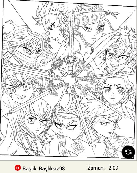 Demon Slayer Colouring Pages, Kny Coloring Page, Jjk Coloring Pages, Rimuru Tempest Drawing, Mha Coloring Pages, Colouring Pages Anime, Cherry Blossom Coloring Page, Coloring Pages Demon Slayer, Demon Slayer Ideas