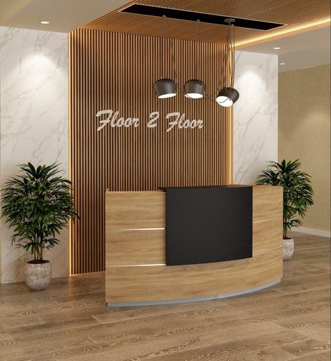 Office Reception Table Design, Modern Reception Desk Design, Modern Office Reception, Front Desk Design, Reception Area Design, Wood Reception, Small Reception Desk, Reception Office, Reception Table Design