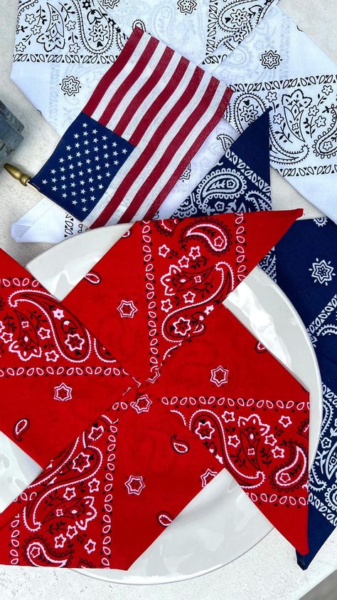 Flag Folding, 4th Of July Napkin Folding, Bandana Napkins Place Settings, Napkins That Don’t Wrinkle, Cloth Napkin Folding, Multicolor Cotton Handkerchiefs/pocket Squares, Napkin Folding, Cloth Napkin, July 4th