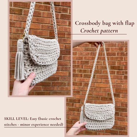 Crossbody bag with flap - the pattern is available now on my Etsy! 🥳😊 Do you want to crochet yourself a bag that no one else around has? Or maybe you want to make a unique gift for someone? If you like quick and easy projects, this pattern is perfect for you! 😁🧶 ‼️To celebrate the launch, I have a -20% Etsy promo code for you: BAG20. Pssst, this code works for ALL my crochet patterns! But it is valid only until October 13⏰ (Link to the shop in bio) ABOUT THIS PATTERN: - The pattern will ... Small Crossbody Bag Pattern, Bag Pattern Crochet, Crossbody Bag Pattern, Basic Crochet Stitches, Small Crossbody Bag, Small Crossbody, Pattern Crochet, Easy Projects, Crochet Designs