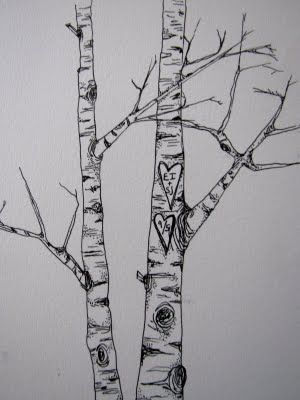 Tree Pencil Sketch, Aspen Trees Tattoo, Birch Tree Tattoos, Tree Tat, Tree Sleeve, Couple Getting Married, Aspen Art, Tree Doodle, Arte Ninja