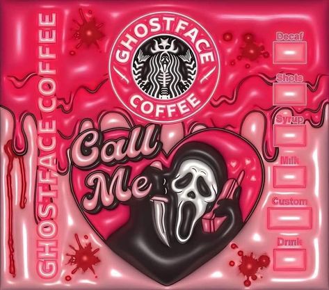 Tumblr Designs Cup Sublimation, Ghost Face Pink, Starbucks Design, Sublimacion Ideas, Sublimation Ideas Projects Inspiration, Cup Wraps, Horror Movie Icons, Sublimation Projects, Custom Tumbler Cups