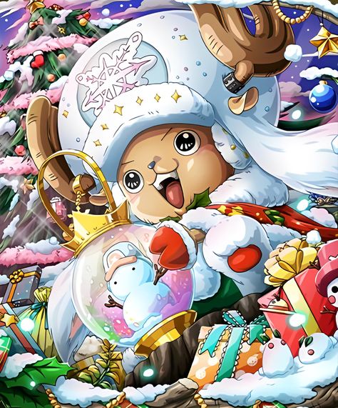 Chopper One Piece Christmas, One Piece Christmas Pfp, One Piece Christmas Wallpaper, One Piece Christmas, One Piece Chopper, One Piece Photos, Tony Chopper, Anime Christmas, Nico Robin