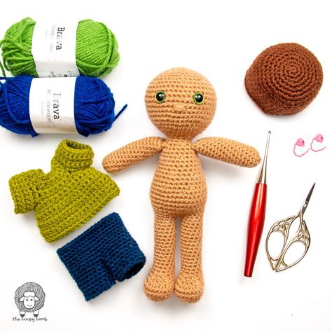 Amigurumi Boy Doll Free Pattern, Crochet Boy Doll, Crochet Characters, Doll Free Pattern, Crochet Sloth, Boy Doll Clothes, Dolls Crochet, Doll Patterns Free, Crochet Doll Tutorial