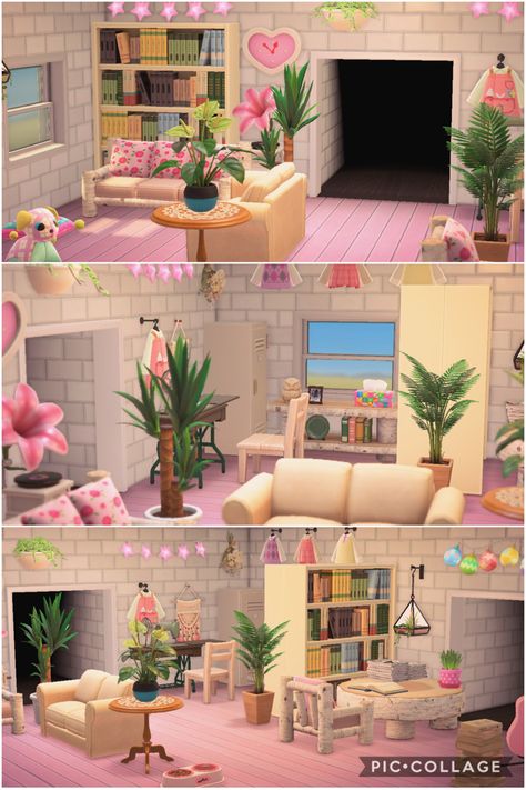 Acnh House Ideas Pink, Animal Crossing Pink Living Room, Acnh Living Rooms Ideas Pink, Pink Aesthetic Acnh Codes, Animal Crossing Living Room Ideas Pink, Acnh Pink Living Room, Acnh Pink Room, Kawaii Acnh, Acnh Living Rooms Ideas