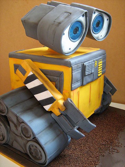 Outstanding fondant Wall-E cake by Lisa of Sweet Disposition Cakes. Kue Disney, Rodjendanske Torte, Dessert Oreo, Cake Wrecks, Decorações Com Comidas, Character Cakes, Crazy Cakes, Fondant Cupcakes, Disney Cakes