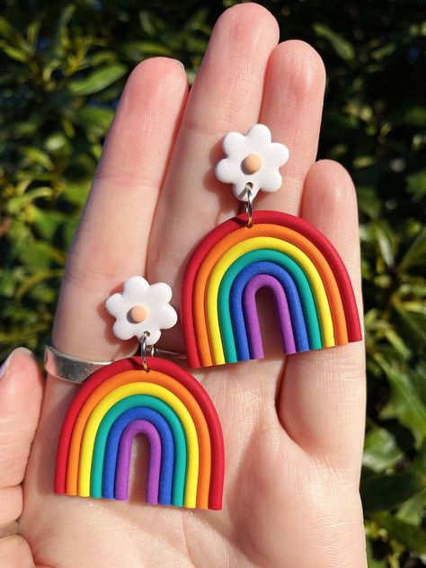 PRIDE Earrings Rainbow Earrings Pride Collection LGBTQ Clay Earrings Hippie Earrings Cute Earrings - Etsy Pride Earrings, Pastel Earrings, Clay Keychain, Diy Earrings Polymer Clay, Pride Collection, Tanah Liat, Polymer Earrings, Rainbow Jewelry, Hippie Earrings