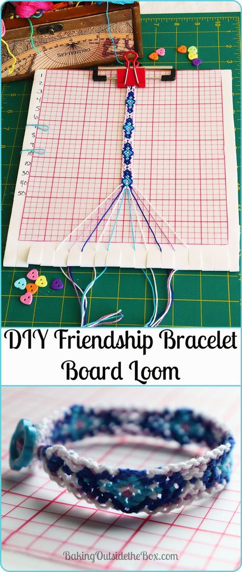 Get the easy to make DIY Friendship Bracelet Board Loom instructions. This board is gentle on thread strands and helps you keep track of the pattern. For adults and children. Friendship Bracelet Board, Bracelet Loom, Diy Friendship Bracelet, Friendship Bracelets Easy, Friendship Bracelet Patterns Easy, Gifts For Parents, Art Projects For Adults, Embroidery Bracelets, Friendship Bracelets Tutorial