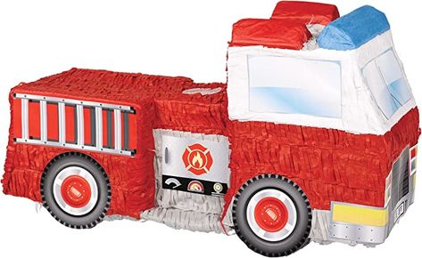 Fire Truck Pinata, Truck Pinata, Firetruck Birthday Party, Firefighter Birthday, Emergency Lights, Halloween Kit, Pinata Party, Truck Birthday, Firetruck Birthday