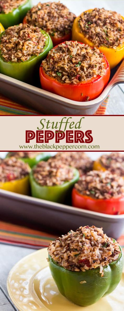 Stuffed Green Bell Pepper Recipe with Ground Beef and rice Stuffed Paprika, Vegetarian Ground Beef, Stuffed Peppers Oven, Recipe Peppers, Green Bell Pepper Recipes, Paprika Peppers, Stuffed Bell Peppers Ground Beef, Bell Pepper Recipe, Stuffed Pepper Recipe