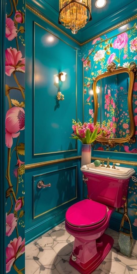 Maximalist Bathroom Decor, Creative Bathroom Ideas, Bathroom Design Decor, Maximalist Decor, Dream House Interior, Dream House Decor, My New Room, Dream Home Design, House Inspiration