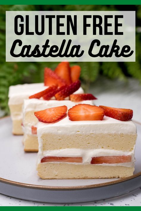 Gluten Free Japanese Food, Gluten Free Sponge Cake, Japanese Baking, Cake Japanese, Dessert Gluten Free, Castella Cake, Strawberry Gluten Free, Gluten Free Cake Recipe, Cake Gluten Free