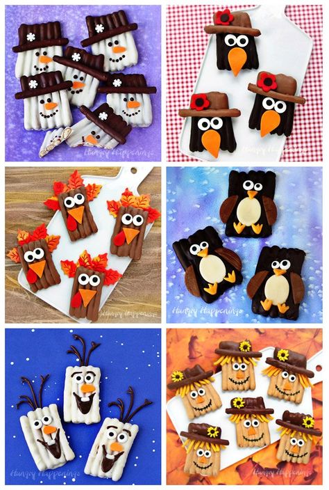 Dip pretzels in chocolate and decorate like snowmen, black crows, turkeys, penguins, Olaf, or scarecrows. See all the step-by-step tutorials at HungryHappenings.com. Pretzel Turkeys, Dip Pretzels, Pretzels Sweet, 1234 Cake, Snowmen Cookies, Holiday Pretzels, Dipping Chocolate, Pumpkin Pretzels, Autumnal Decor