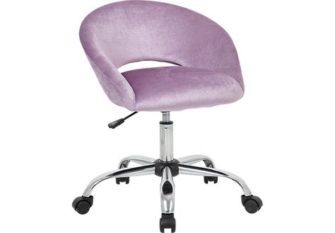 Healy Purple Desk Chair - Desk Chairs (Red) Colors Desks For Girls, Accent Chair Diy, Small Recliner Chairs, Girls Desk, Rooms To Go Kids, Office Chair Diy, White Desk Chair, Purple Desk, White Leather Dining Chairs