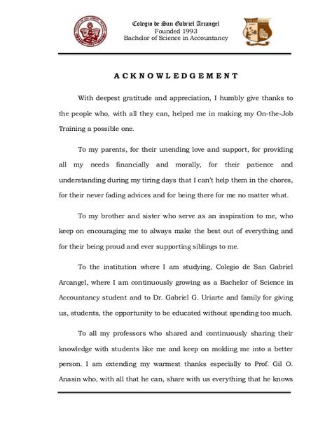 Colegio de San Gabriel Arcangel  Founded 1993  Bachelor of Science in Accountancy  A C K N O W L E D G E M E N T  With deepest... Narrative Report, Teachers Day Celebration, Essay Writing Examples, College Essay Examples, Essay Writing Skills, Narrative Essay, Narrative Writing, Sentence Writing, San Gabriel