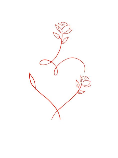 Fineline Rose Tattoo Design, Heart Tattoo Stencil, Rose Heart Tattoo, Heart Outline Tattoo, Egyptian Eye Tattoos, Rose Outline, Cross Tattoos For Women, Minimal Tattoo Design, Mom Tattoo Designs