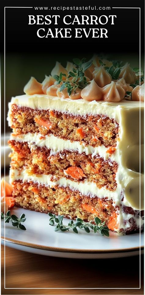 This moist, flavorful carrot cake is filled with shredded carrots, raisins, pineapple, and walnuts. Topped with cream cheese frosting, it’s perfect for any celebration or just a sweet treat! Carrot Cake Recipe With Raisins, Best Carrot Cake Recipe From Scratch, Poblano Pepper Soup, Carrot Cake Recipe From Scratch, Best Carrot Cake Ever, Carrot Cake With Pineapple, Best Cake Ever, Moist Carrot Cakes, Best Carrot Cake