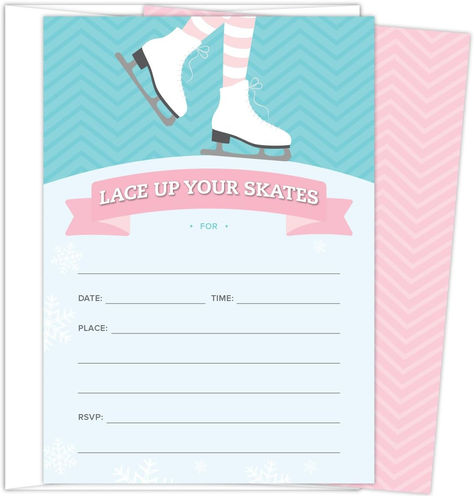 birthday party, party planning, mom life, for kids, party inspiration, figure skating, ice skating, kids birthday parties Ice Skating Birthday Party Invitations, Skating Invitations, Skating Birthday Invitations, Invitations For Birthday, Ice Skating Party, Skate Party, Chevron Stripe, Coffee And Books, Pink Turquoise