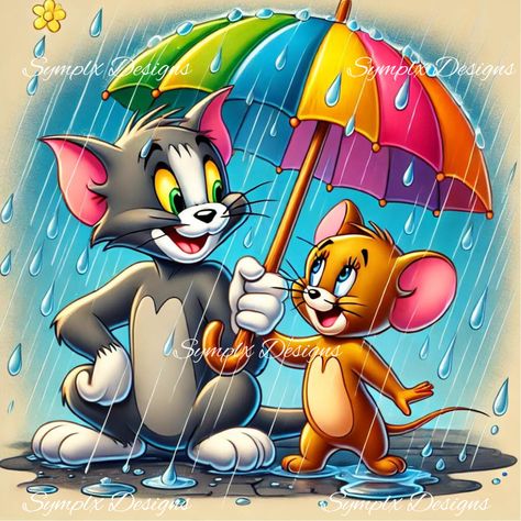 Tom Og Jerry, Umbrella Cartoon, Pekný Večer, Tom And Jerry Pictures, Tom Y, Eyeball Art, Tom And Jerry Cartoon, Disney Toms, Tom Y Jerry